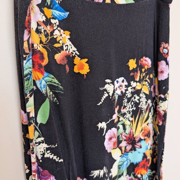 Spense florals on black knit maxi skirt lightweight and super soft Large - Picture 2 of 8